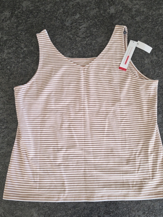 Talbots Tops - NWT Talbots 180° Two Way Reversible White & Tan Tank.  Size XL.  V & Scoop Neck